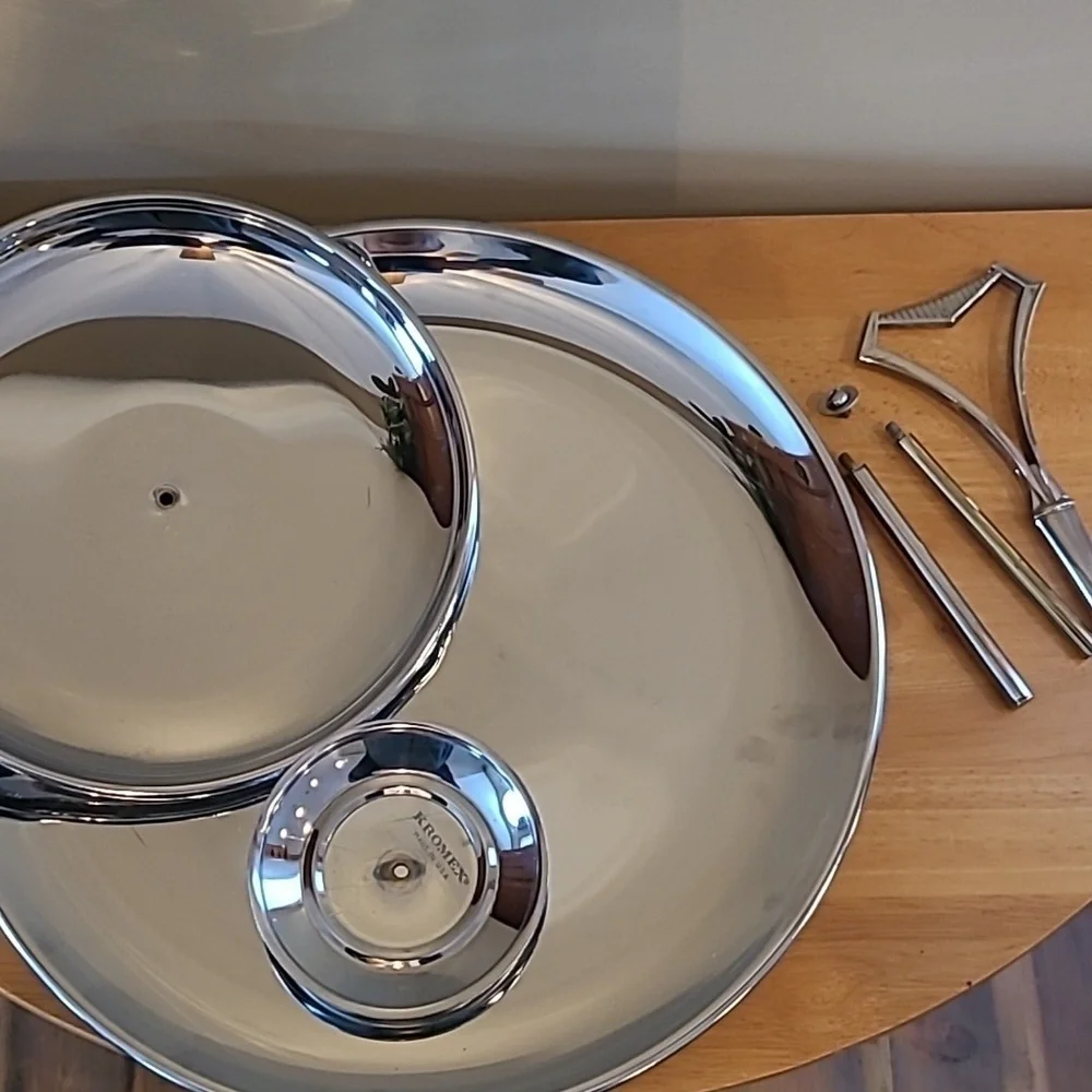 KROMEX Vintage MCM Two Tiered Chromeware Tidbit Petit Fours Serving Tray - Picture 12 of 16